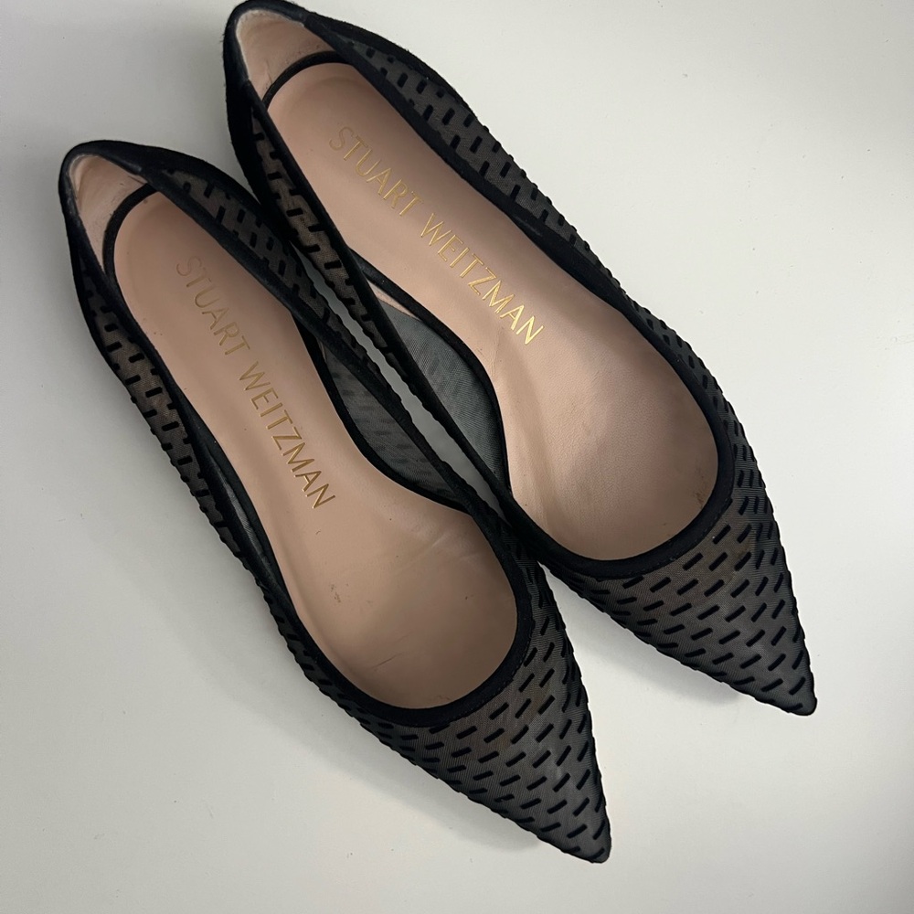 Stuart Weitzman Black Mesh Tasha Flats